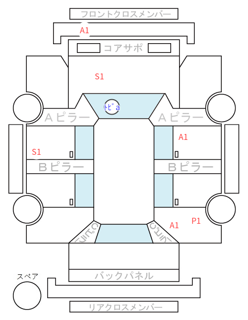 Body condition diagram (damage marks, Japanese labels)