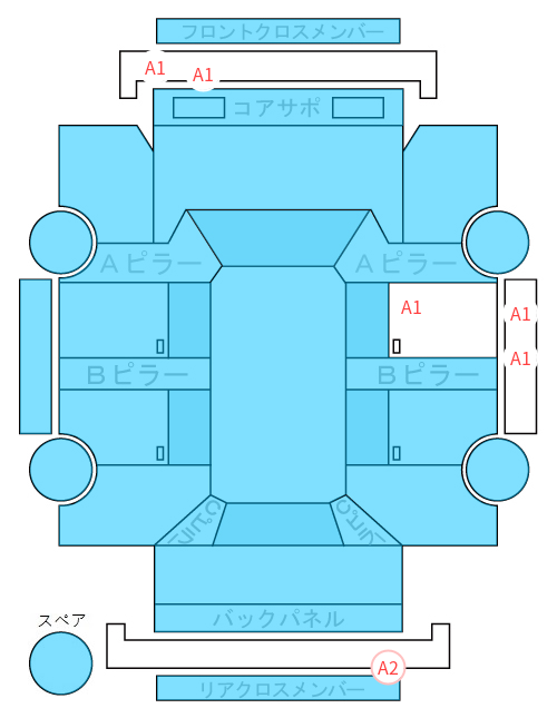 Body condition diagram (damage marks, Japanese labels)
