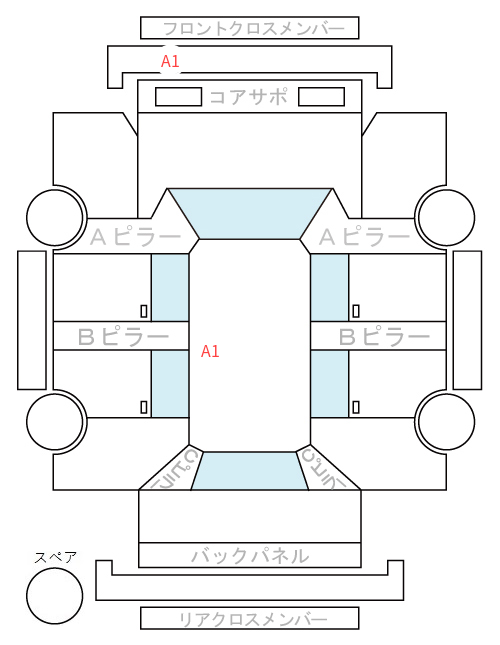 Body condition diagram (damage marks, Japanese labels)