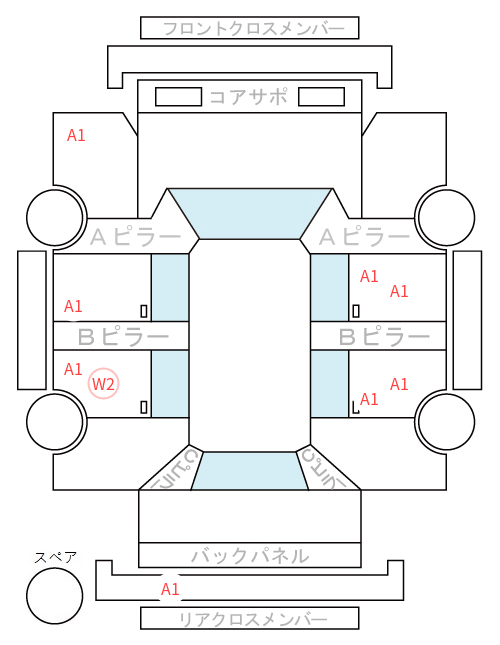Body condition diagram (damage marks, Japanese labels)