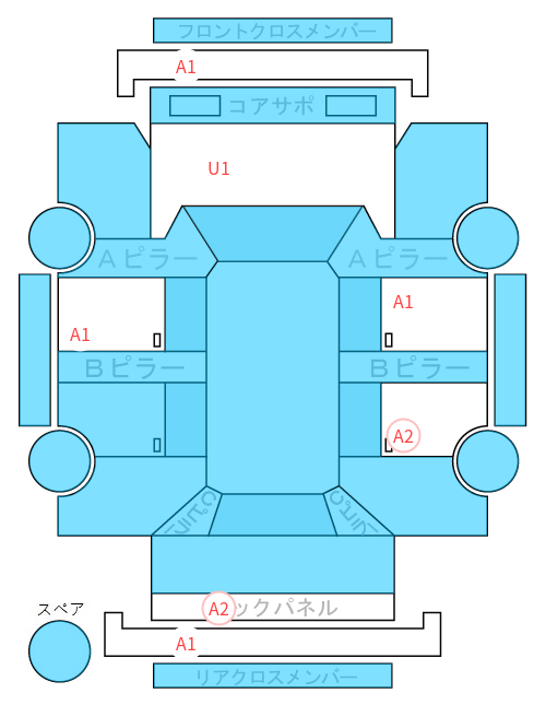 Body condition diagram (damage marks, Japanese labels)