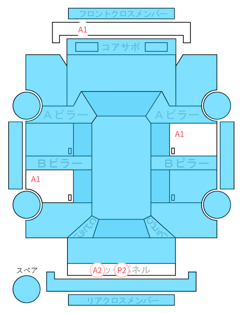 Body condition diagram (damage marks, Japanese labels)