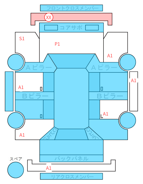 Body condition diagram (damage marks, Japanese labels)
