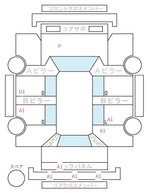 Body condition diagram (damage marks, Japanese labels)