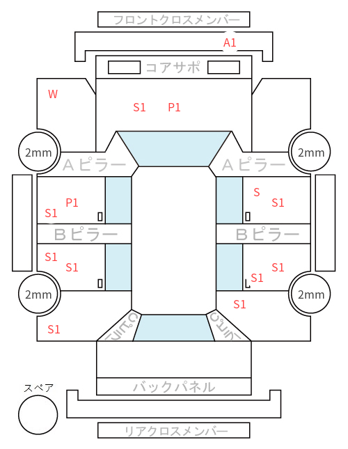 Body condition diagram (damage marks, Japanese labels)