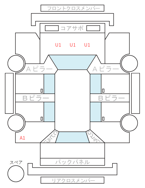 Body condition diagram (damage marks, Japanese labels)
