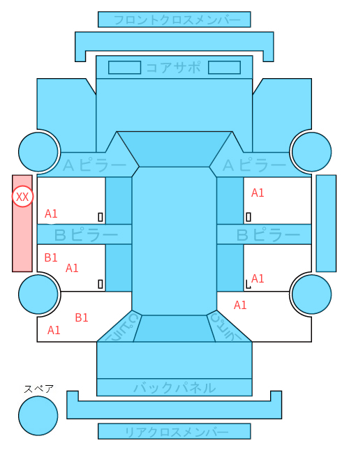 Body condition diagram (damage marks, Japanese labels)