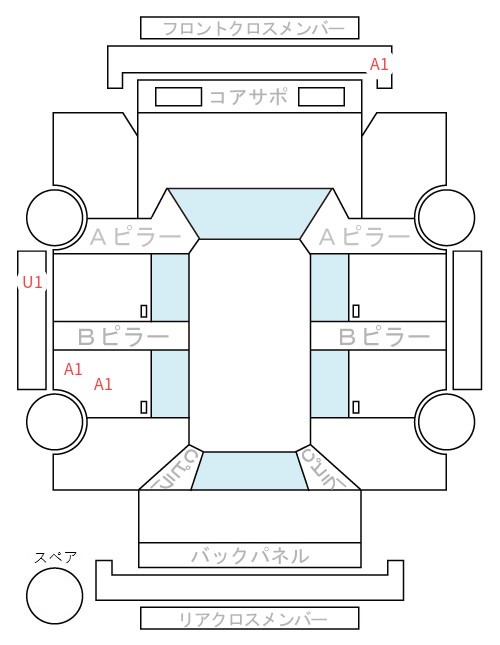 Body condition diagram (damage marks, Japanese labels)