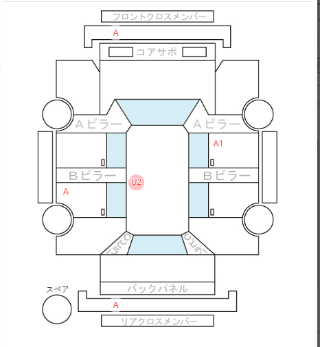 Body condition diagram (damage marks, Japanese labels)