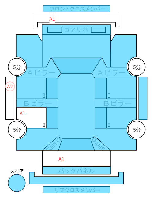 Body condition diagram (damage marks, Japanese labels)