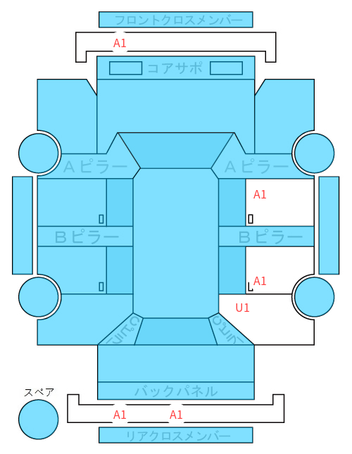 Body condition diagram (damage marks, Japanese labels)