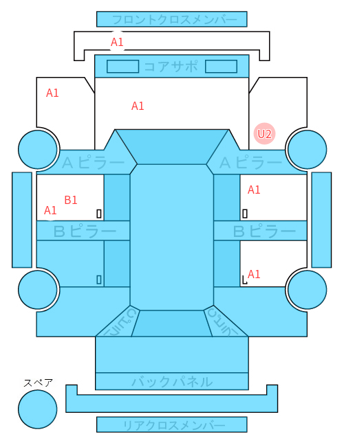 Body condition diagram (damage marks, Japanese labels)