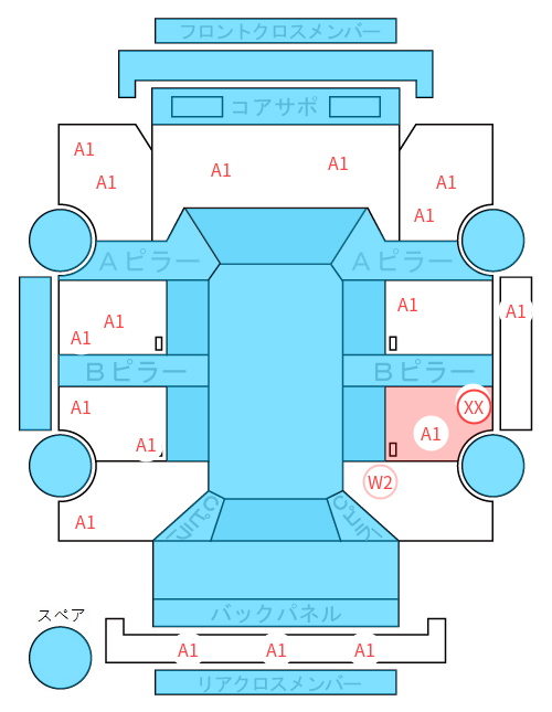Body condition diagram (damage marks, Japanese labels)