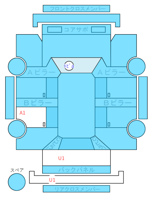 Body condition diagram (damage marks, Japanese labels)