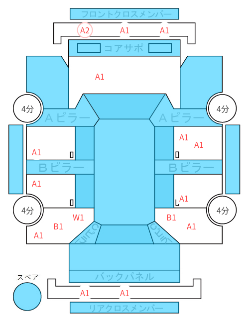 Body condition diagram (damage marks, Japanese labels)