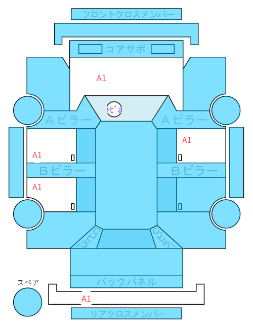 Body condition diagram (damage marks, Japanese labels)