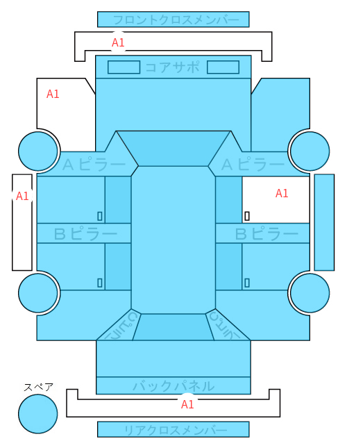 Body condition diagram (damage marks, Japanese labels)