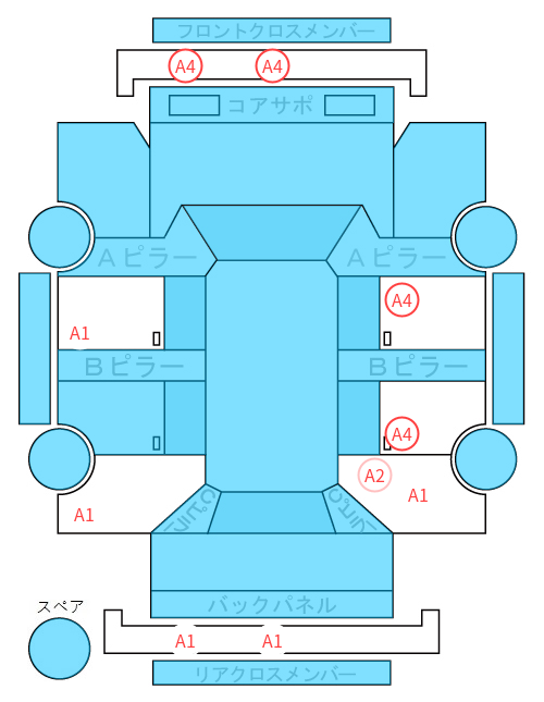 Body condition diagram (damage marks, Japanese labels)