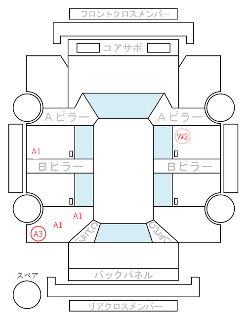 Body condition diagram (damage marks, Japanese labels)