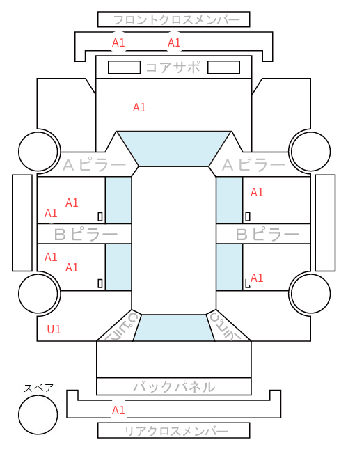 Body condition diagram (damage marks, Japanese labels)