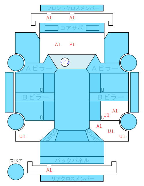 Body condition diagram (damage marks, Japanese labels)