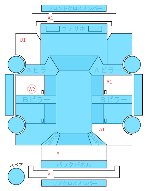 Body condition diagram (damage marks, Japanese labels)