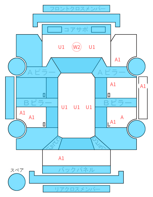 Body condition diagram (damage marks, Japanese labels)