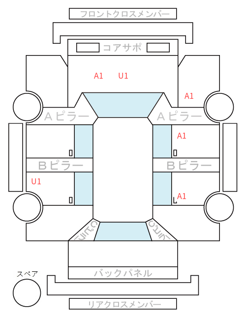 Body condition diagram (damage marks, Japanese labels)