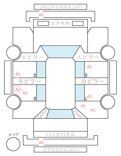 Body condition diagram (damage marks, Japanese labels)