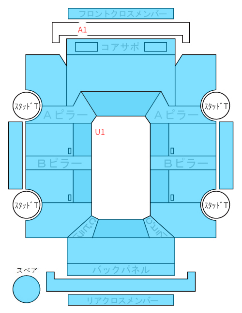 Body condition diagram (damage marks, Japanese labels)