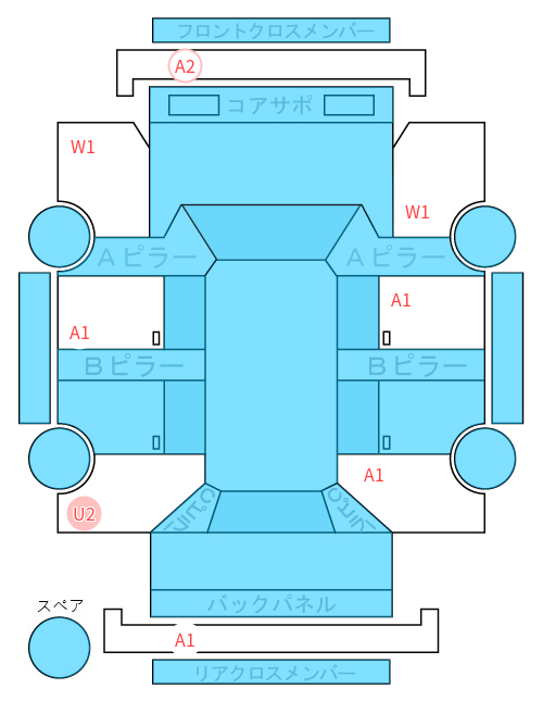 Body condition diagram (damage marks, Japanese labels)
