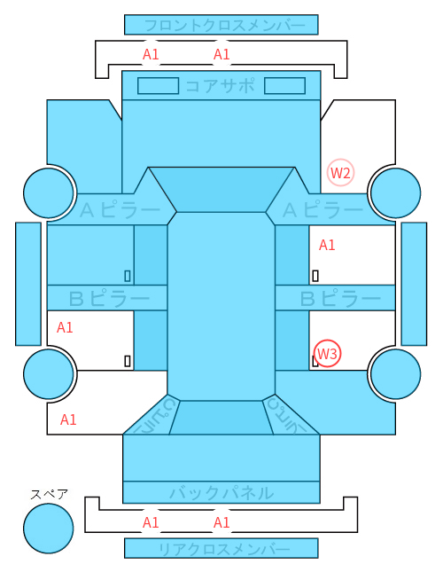 Body condition diagram (damage marks, Japanese labels)