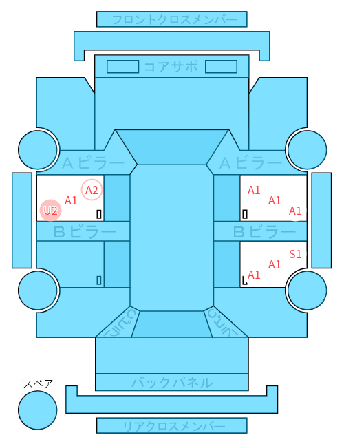 Body condition diagram (damage marks, Japanese labels)
