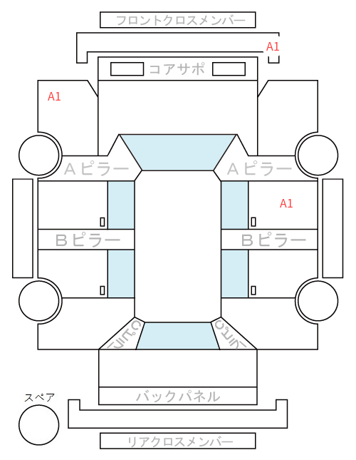 Body condition diagram (damage marks, Japanese labels)