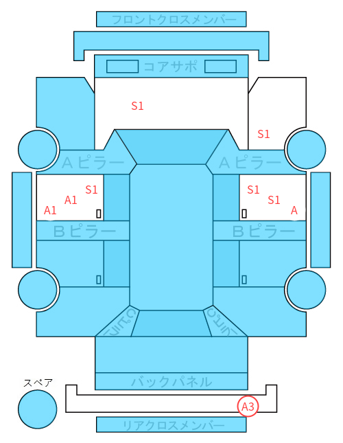 Body condition diagram (damage marks, Japanese labels)