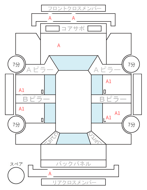 Body condition diagram (damage marks, Japanese labels)