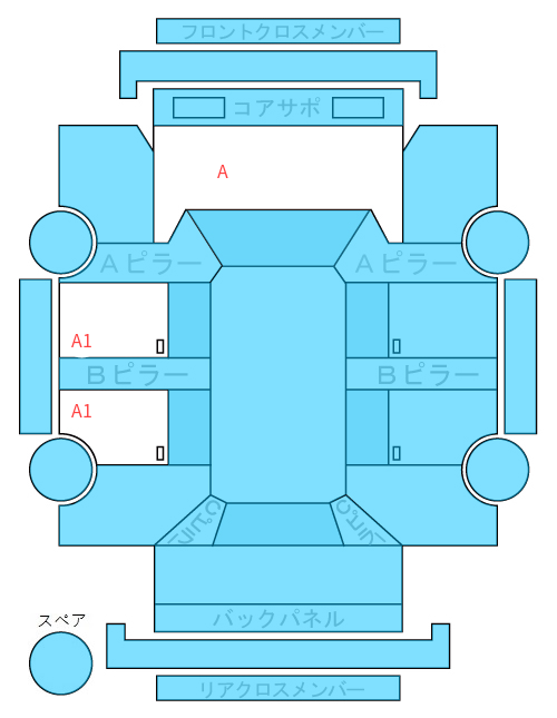 Body condition diagram (damage marks, Japanese labels)