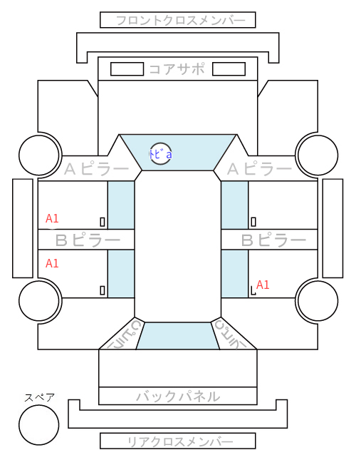 Body condition diagram (damage marks, Japanese labels)