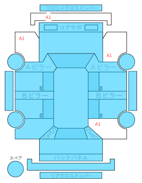 Body condition diagram (damage marks, Japanese labels)
