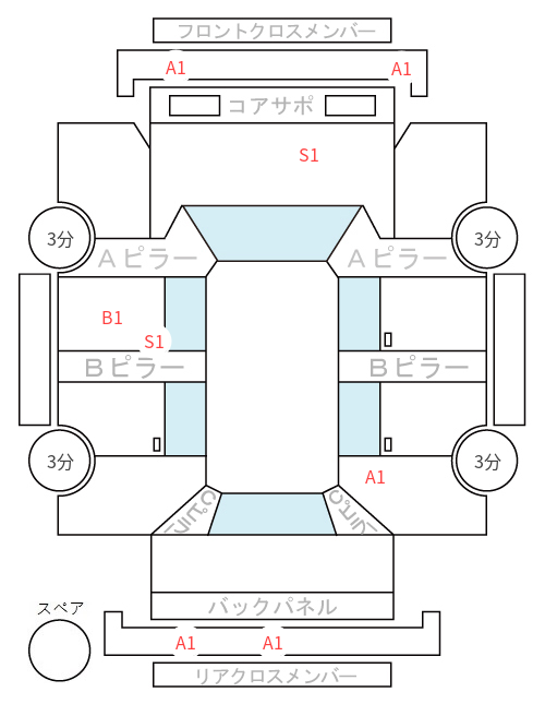 Body condition diagram (damage marks, Japanese labels)