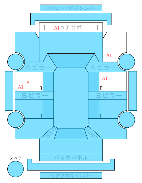 Body condition diagram (damage marks, Japanese labels)