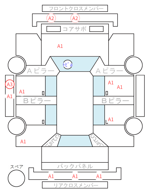 Body condition diagram (damage marks, Japanese labels)
