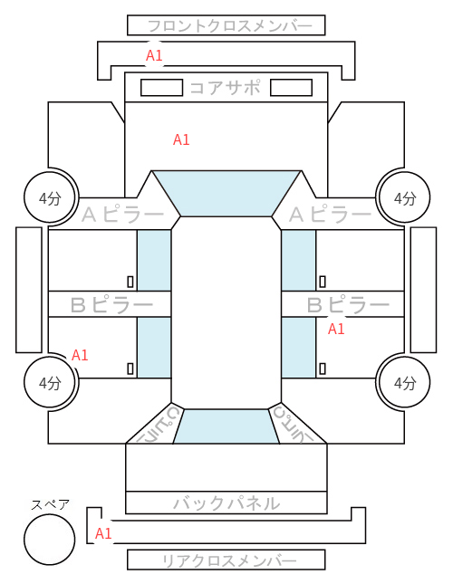 Body condition diagram (damage marks, Japanese labels)