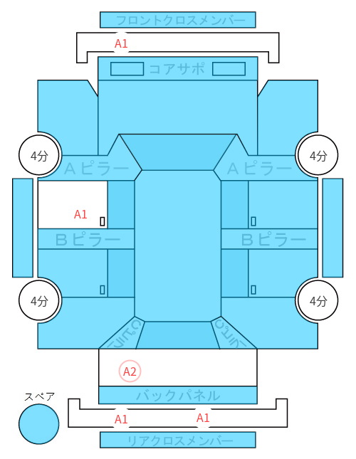 Body condition diagram (damage marks, Japanese labels)