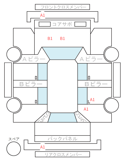 Body condition diagram (damage marks, Japanese labels)