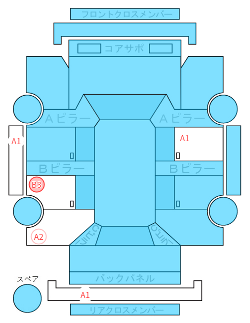 Body condition diagram (damage marks, Japanese labels)