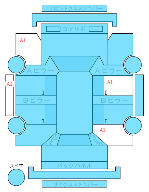 Body condition diagram (damage marks, Japanese labels)