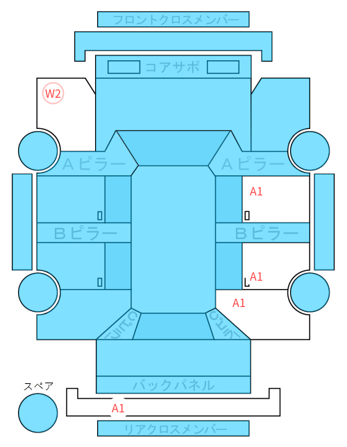 Body condition diagram (damage marks, Japanese labels)
