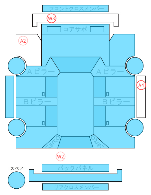 Body condition diagram (damage marks, Japanese labels)