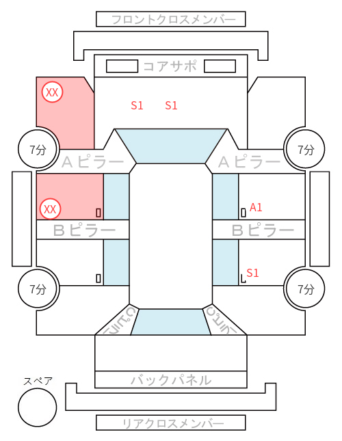 Body condition diagram (damage marks, Japanese labels)